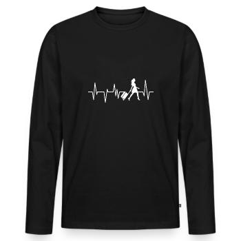 Reise Urlaub Reisen - Männer Premium Bio Langarmshirt - Schwarz - Vorne - Nico (187cm)