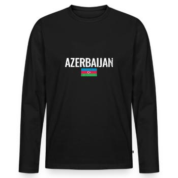 Azerbaïdjan Vintage Azerbaïdjan Drapeau - T-shirt manches longues Premium bio Homme - noir - Devant - Nico (187cm)