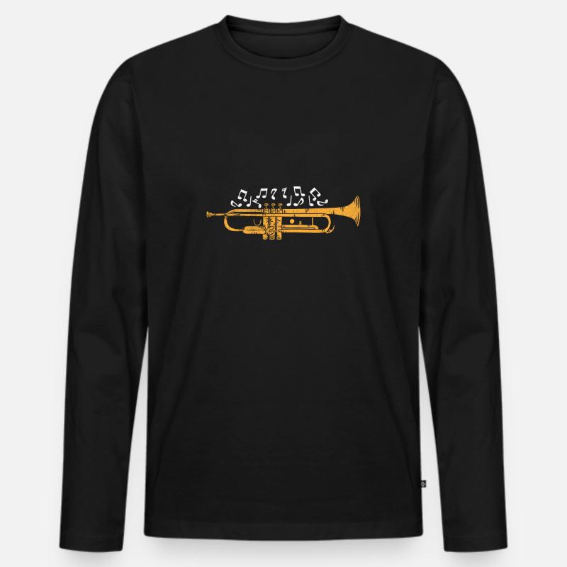 Trompete - Männer Premium Bio Langarmshirt - Schwarz