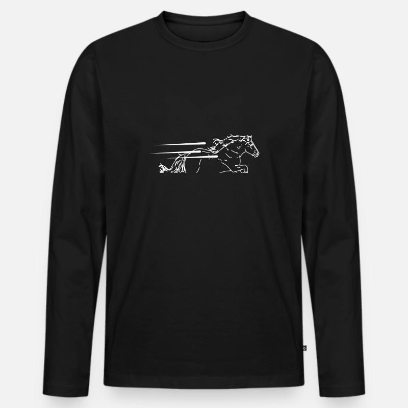 Pferd - Männer Premium Bio Langarmshirt - Schwarz