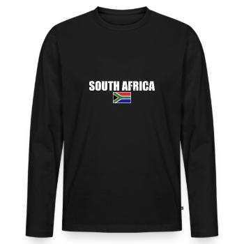 Afrique du Sud Drapeau Afrique du Sud Afrique du Sud - T-shirt manches longues Premium bio Homme - noir - Devant - Nico (187cm)