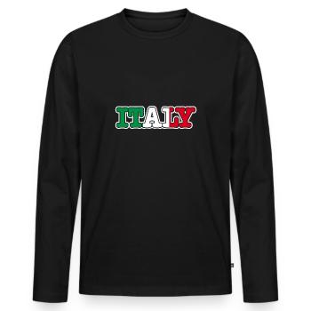 Italy Flag Jersey Football Flag Football Sport - Men's Premium Organic Long Sleeve Shirt - black - Front - Nico (187cm)