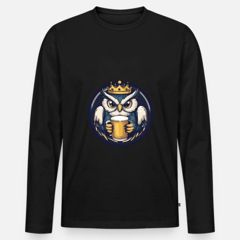 Eule Bier - Männer Premium Bio Langarmshirt - Schwarz