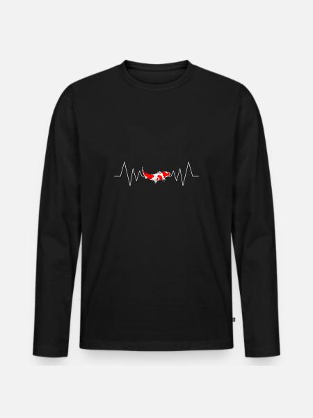 Koi Karpfen Herzschlag - Männer Premium Bio Langarmshirt - Schwarz