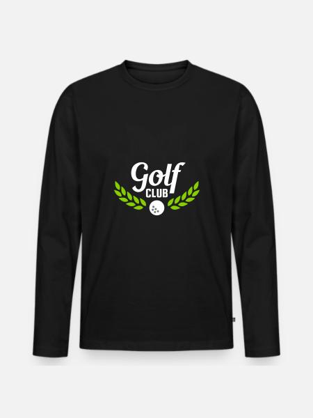 Golfclub (Lorbeerkranz, Golfball) - Männer Premium Bio Langarmshirt - Schwarz