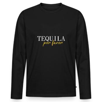 Tequila Por Favor Liqour Gift - Men's Premium Organic Long Sleeve Shirt - black - Front - Nico (187cm)