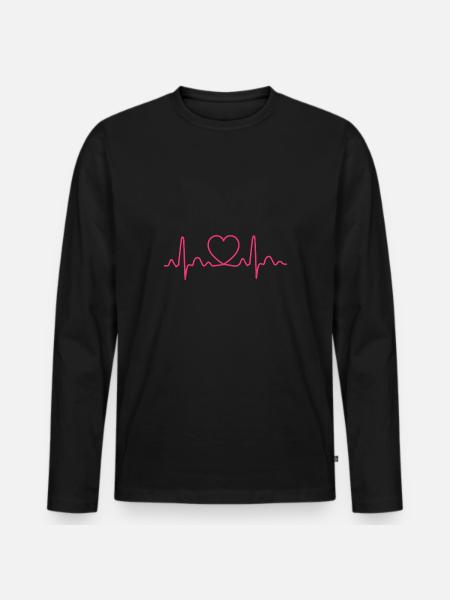 Herzschlag Puls Puls Geschenkidee - Männer Premium Bio Langarmshirt - Schwarz