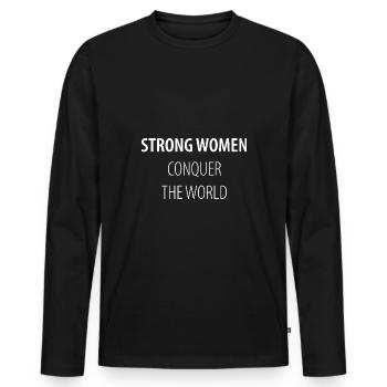 Strong women conquer the world - Men's Premium Organic Long Sleeve Shirt - black - Front - Nico (187cm)