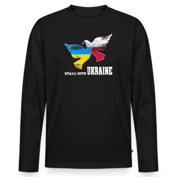 La Pologne soutient l’Ukraine - T-shirt manches longues Premium bio Homme - noir - Devant - Nico (187cm)