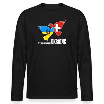 Ukraine - T-shirt manches longues Premium bio Homme - noir - Devant - Nico (187cm)