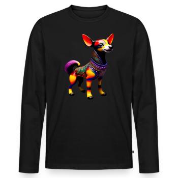 Chien Artiste Chiens Propriétaires de chiens Chien coloré - T-shirt manches longues Premium bio Homme - noir - Devant - Nico (187cm)