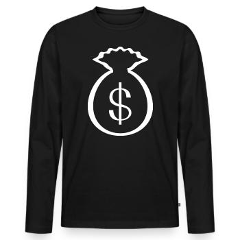 Sac à billets - T-shirt manches longues Premium bio Homme - noir - Devant - Nico (187cm)