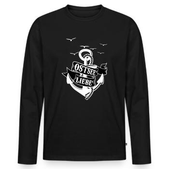 Ostsee Anker maritim - Männer Premium Bio Langarmshirt - Schwarz - Vorne - Nico (187cm)