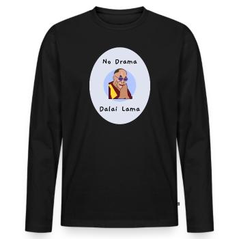 NO DRAMA DALAI LAMA DESIGN 8 full canvas - Men's Premium Organic Long Sleeve Shirt - black - Front - Nico (187cm)