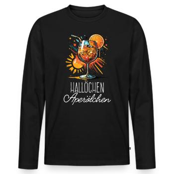 Hello Aperölchen Cocktail Summer Party Shirt - Men's Premium Organic Long Sleeve Shirt - black - Front - Nico (187cm)