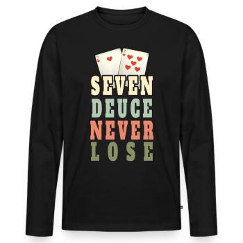 Poker - SEVEN DEUCE NEVER LOSE - Männer Premium Bio Langarmshirt - Schwarz - Vorne - Nico (187cm)