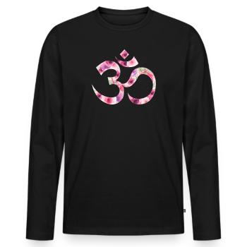Fleur Om Yoga - T-shirt manches longues Premium bio Homme - noir - Devant - Nico (187cm)