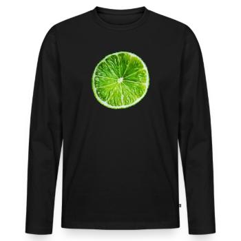 Limette - Männer Premium Bio Langarmshirt - Schwarz - Vorne - Nico (187cm)