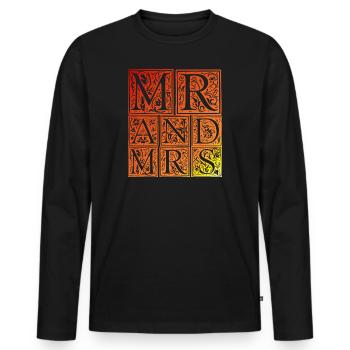 Er und Sie | Herr und Frau | Mr und Mrs - Männer Premium Bio Langarmshirt - Schwarz - Vorne - Nico (187cm)
