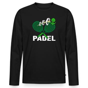 Padel Padel Tennis Padel Joueur de Tennis Padel Espace Padel - T-shirt manches longues Premium bio Homme - noir - Devant - Nico (187cm)
