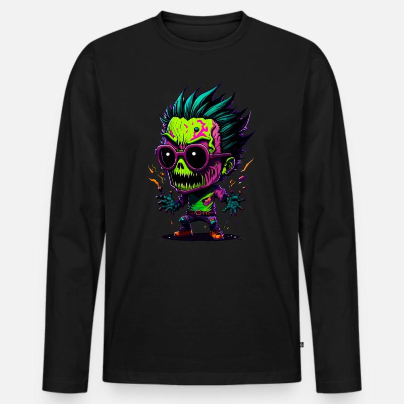 Bunter cooler Zombie - Männer Premium Bio Langarmshirt - Schwarz