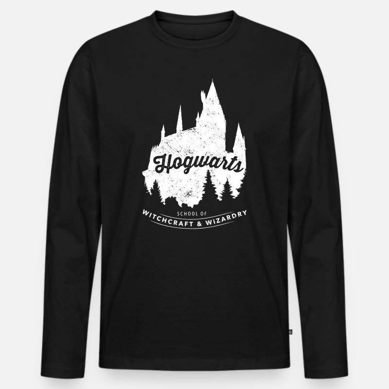 Harry Potter Hogwarts School - Männer Premium Bio Langarmshirt - Schwarz