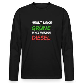 Anti Grünen Shirt FCK GRN Lustiges Geschenk - Männer Premium Bio Langarmshirt - Schwarz - Vorne - Nico (187cm)