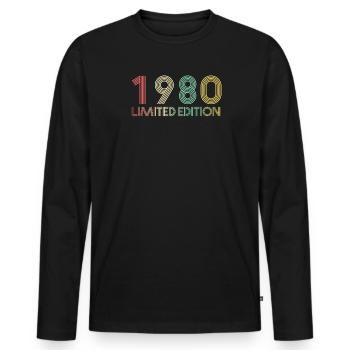 1980 anniversaire 40 ans cadeau rétro vintage - T-shirt manches longues Premium bio Homme - noir - Devant - Nico (187cm)