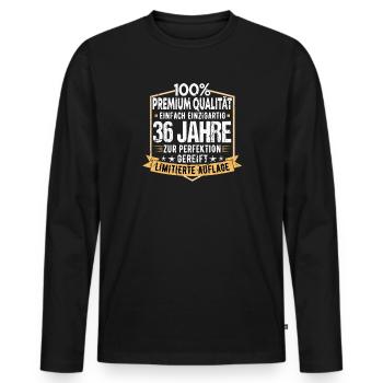 36. Geburtstag 1984 Geschenk 36 Jahre Geschenkidee - Männer Premium Bio Langarmshirt - Schwarz - Vorne - Nico (187cm)