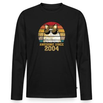 16e anniversaire 2004 cadeau drôle de chat - T-shirt manches longues Premium bio Homme - noir - Devant - Nico (187cm)