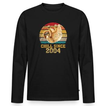 16e anniversaire 2004 drôle de paresseux cadeau paresseux - T-shirt manches longues Premium bio Homme - noir - Devant - Nico (187cm)