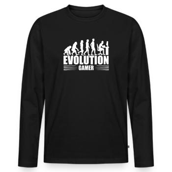 Gamer Evolution Gaming Nerd Jeux vidéo Gamer - T-shirt manches longues Premium bio Homme - noir - Devant - Nico (187cm)