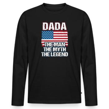 Dada - The Man The Myth The Legend Dad Grandpa - T-shirt manches longues Premium bio Homme - noir - Devant - Nico (187cm)