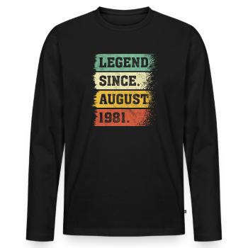 40e anniversaire cadeau août 1981 40 ans - T-shirt manches longues Premium bio Homme - noir - Devant - Nico (187cm)
