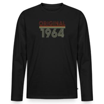 57e anniversaire cadeau 1964 - T-shirt manches longues Premium bio Homme - noir - Devant - Nico (187cm)