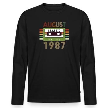 34th birthday gift August 1987 - Men's Premium Organic Long Sleeve Shirt - black - Front - Nico (187cm)