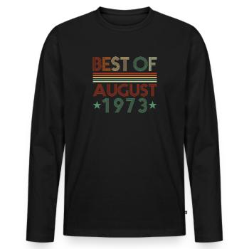 48th birthday gift August 1973 - Men's Premium Organic Long Sleeve Shirt - black - Front - Nico (187cm)