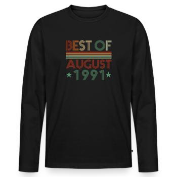 30e anniversaire cadeau août 1991 - T-shirt manches longues Premium bio Homme - noir - Devant - Nico (187cm)