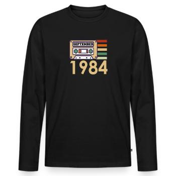 37e anniversaire cadeau septembre 1984 - T-shirt manches longues Premium bio Homme - noir - Devant - Nico (187cm)