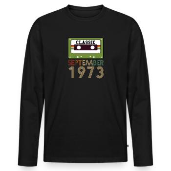 48th birthday gift September 1973 - Men's Premium Organic Long Sleeve Shirt - black - Front - Nico (187cm)