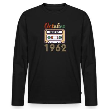 59e anniversaire Cadeau octobre 1962 - T-shirt manches longues Premium bio Homme - noir - Devant - Nico (187cm)