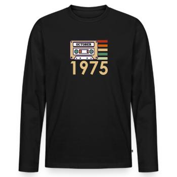 Cadeau de 46e anniversaire octobre 1975 - T-shirt manches longues Premium bio Homme - noir - Devant - Nico (187cm)