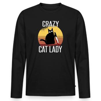Crazy Cat Lady - Men's Premium Organic Long Sleeve Shirt - black - Front - Nico (187cm)