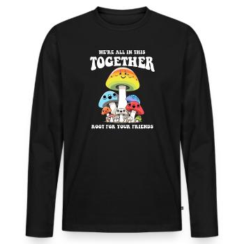Trendy Funky Hippie Root For Your Friends Mushroom - Men's Premium Organic Long Sleeve Shirt - black - Front - Nico (187cm)