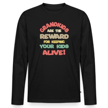 Les petits-enfants sont la récompense pour garder vos enfants en vie - T-shirt manches longues Premium bio Homme - noir - Devant - Nico (187cm)