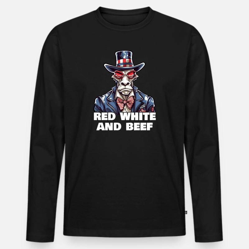 Rot Weiß Und Muh - Männer Premium Bio Langarmshirt - Schwarz