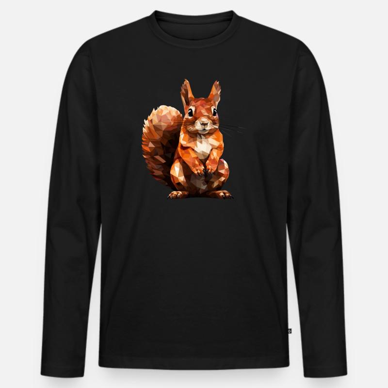 Eichhörnchen im Polygon Stil - Männer Premium Bio Langarmshirt - Schwarz