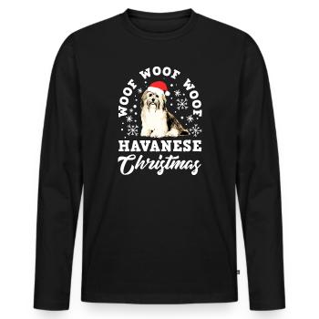 Woof Woof Woof Havanese Christmas - Men's Premium Organic Long Sleeve Shirt - black - Front - Nico (187cm)