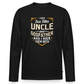 J'ai deux titres oncle et parrain - T-shirt manches longues Premium bio Homme - noir - Devant - Nico (187cm)