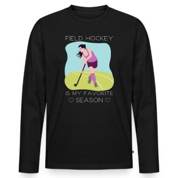 Le hockey sur gazon est ma saison préférée de hockey en salle - T-shirt manches longues Premium bio Homme - noir - Devant - Nico (187cm)